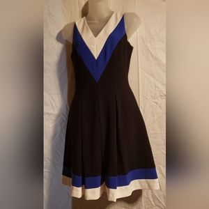 Little dress with box pleats.  Black,blue and white sz 6